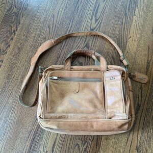 Hartmann Expandable Leather Briefcase Laptop Shoulder Bag Carry On Messenger Bag